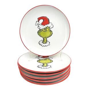 4 NEW Dr Seuss Grinch Dinner Plates Set of 4 10.5” Max Tree Zrike